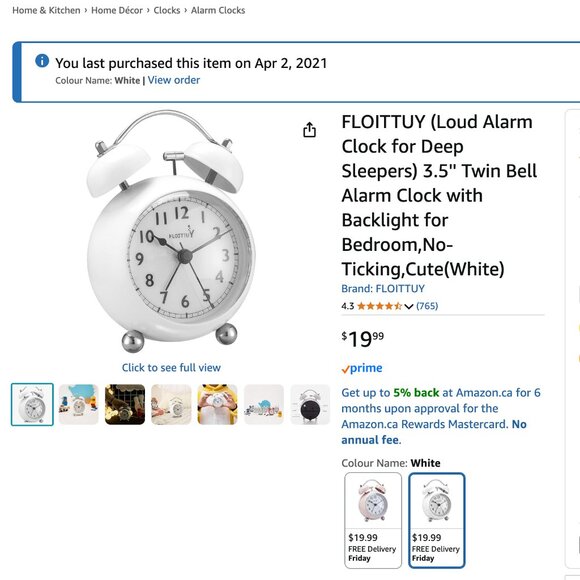 analog white alarm clock - Picture 4 of 4